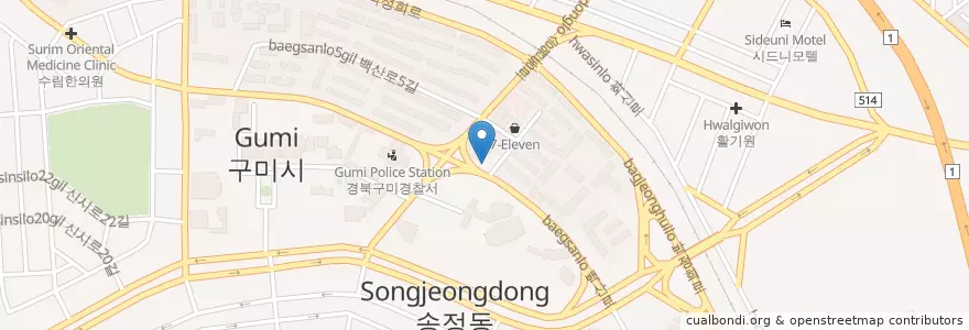 Mapa de ubicacion de 정성호치과의원 en 韩国/南韓, 庆尚北道, 龜尾市.