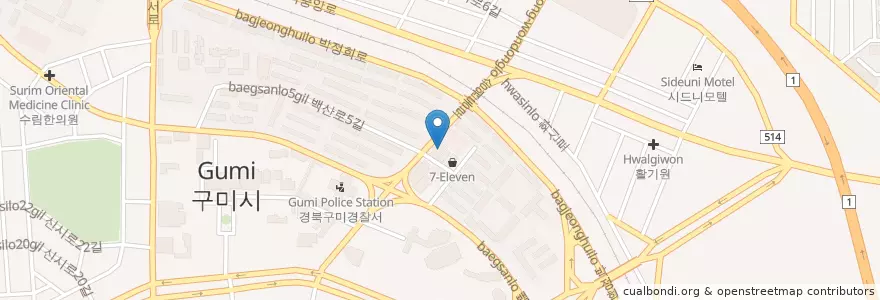 Mapa de ubicacion de 송정램브란트치과 en Coreia Do Sul, Gyeongsang Do Norte, 구미시.
