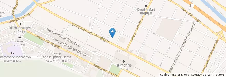 Mapa de ubicacion de 현대재활의학과의원 en Güney Kore, 경상북도, 구미시.