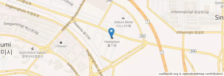 Mapa de ubicacion de 활기원 en Coreia Do Sul, Gyeongsang Do Norte, 구미시.