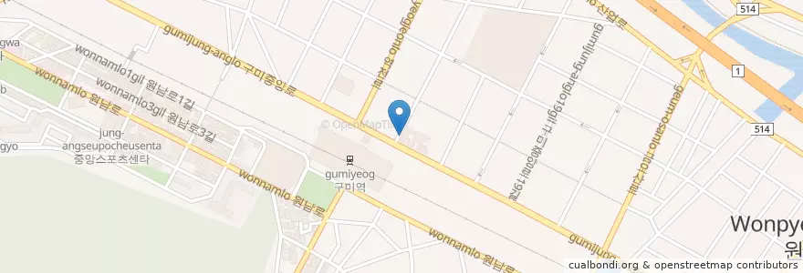 Mapa de ubicacion de 조피비뇨기과 en کره جنوبی, جئونسانگبوک-دو, 구미시.