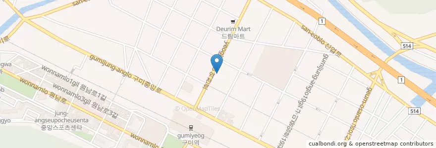 Mapa de ubicacion de 양생한의원 en 韩国/南韓, 庆尚北道, 龜尾市.