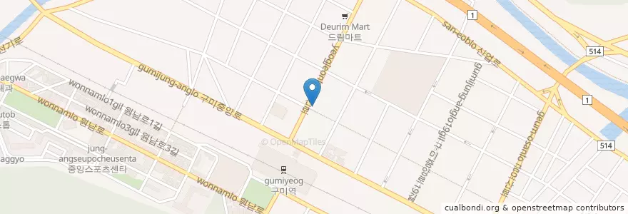 Mapa de ubicacion de 김재필한의원 en Corea Del Sud, Nord Gyeongsang, 구미시.