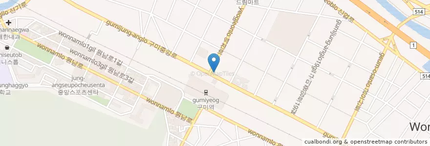 Mapa de ubicacion de 낙산한의원 en 韩国/南韓, 庆尚北道, 龜尾市.