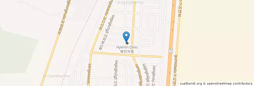Mapa de ubicacion de 혜민의원 en Coreia Do Sul, Gyeongsang Do Norte, 구미시.