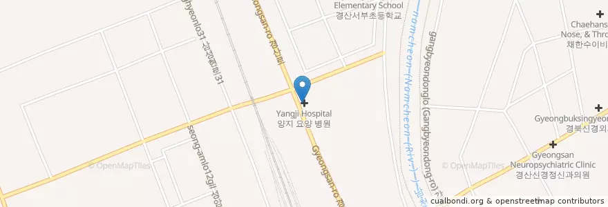 Mapa de ubicacion de 양지 요양 병원 en 대한민국, 경상북도, 경산시, 서부1동.