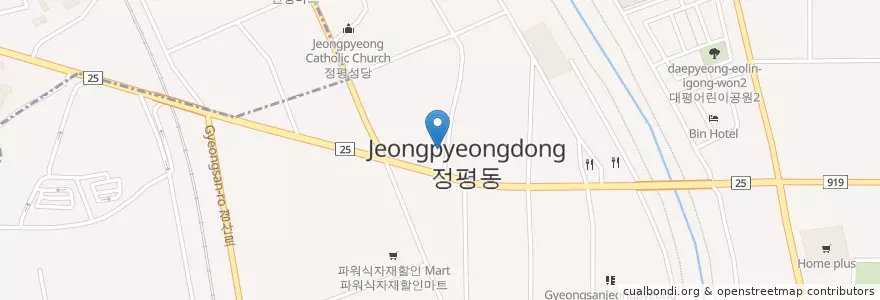 Mapa de ubicacion de 정평정형외과 en 대한민국, 경상북도, 경산시, 서부2동.