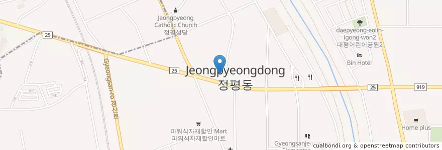 Mapa de ubicacion de 정평삼성내과 en Республика Корея, Кёнсан-Пукто, 경산시, 서부2동.