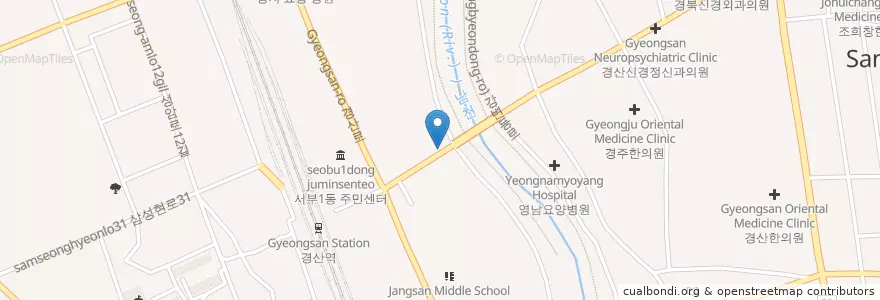 Mapa de ubicacion de 경산정형외과연합의원 en Coreia Do Sul, Gyeongsang Do Norte, 경산시, 서부1동.