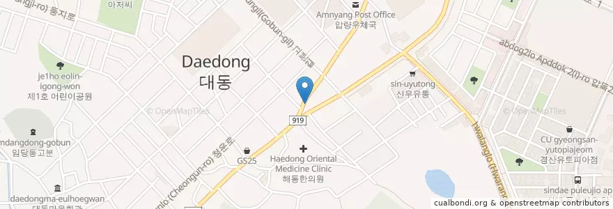 Mapa de ubicacion de 현대외과의원 en 대한민국, 경상북도, 경산시, 북부동.