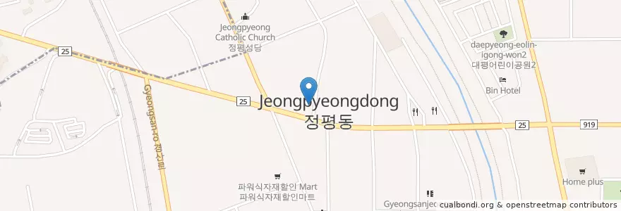 Mapa de ubicacion de 이정미산부인과 en 大韓民国, 慶尚北道, 慶山市, 서부2동.