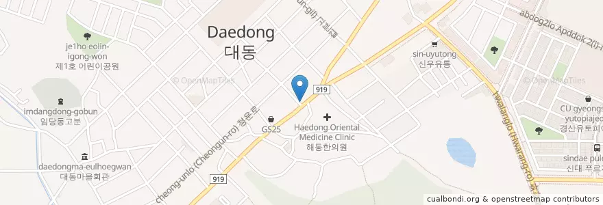 Mapa de ubicacion de 영남의원 en Südkorea, Gyeongsangbuk-Do, 경산시, 북부동.