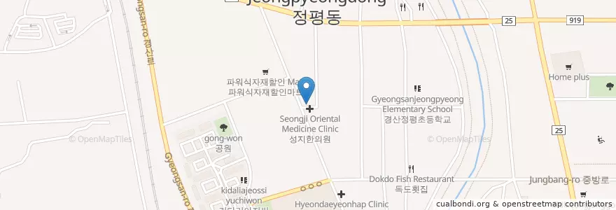 Mapa de ubicacion de 성지한의원 en Korea Selatan, Gyeongsang Utara, 경산시, 서부2동.