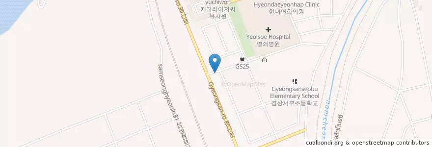 Mapa de ubicacion de 전해오한의원 en Республика Корея, Кёнсан-Пукто, 경산시, 서부1동.