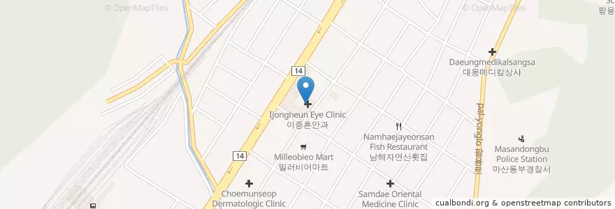 Mapa de ubicacion de 이종흔안과 en Corée Du Sud, Gyeongsang Du Sud, 창원시, 마산회원구.