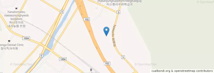 Mapa de ubicacion de 중리동물병원 en کره جنوبی, جئونسانگنام-دو, 창원시, 마산회원구.