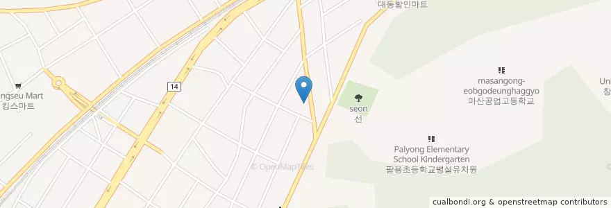 Mapa de ubicacion de 공남호발달장애센터 en 대한민국, 경상남도, 창원시, 마산회원구.