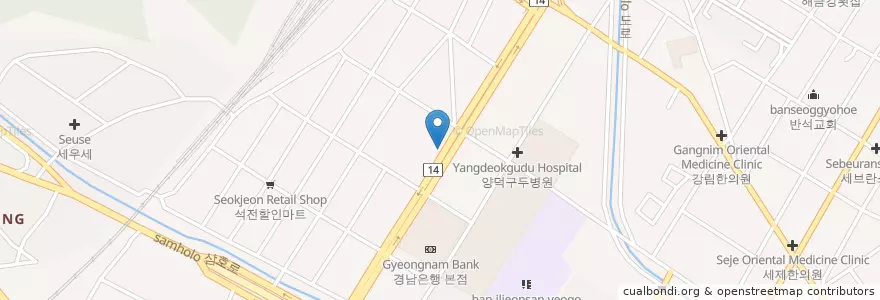 Mapa de ubicacion de 나래정형외과 en Corea Del Sur, Gyeongsang Del Sur, 창원시, 마산회원구.