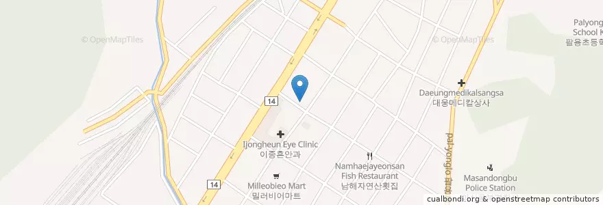 Mapa de ubicacion de 배윤상내과의원 en Corea Del Sur, Gyeongsang Del Sur, 창원시, 마산회원구.