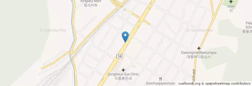 Mapa de ubicacion de 메리놀산부인과 en 대한민국, 경상남도, 창원시, 마산회원구.