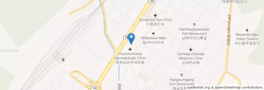 Mapa de ubicacion de 마산의원 en Corée Du Sud, Gyeongsang Du Sud, 창원시, 마산회원구.