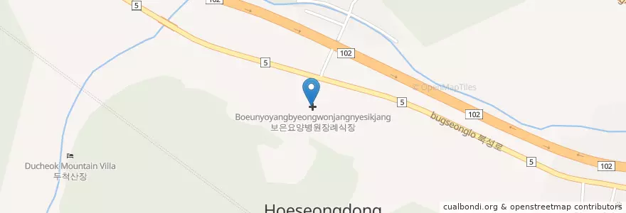 Mapa de ubicacion de 보은요양병원장례식장 en 大韓民国, 慶尚南道, 昌原市, 馬山会原区.