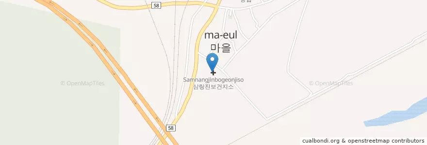Mapa de ubicacion de 삼랑진보건지소 en Zuid-Korea, Gyeongsangnam-Do, 밀양시.