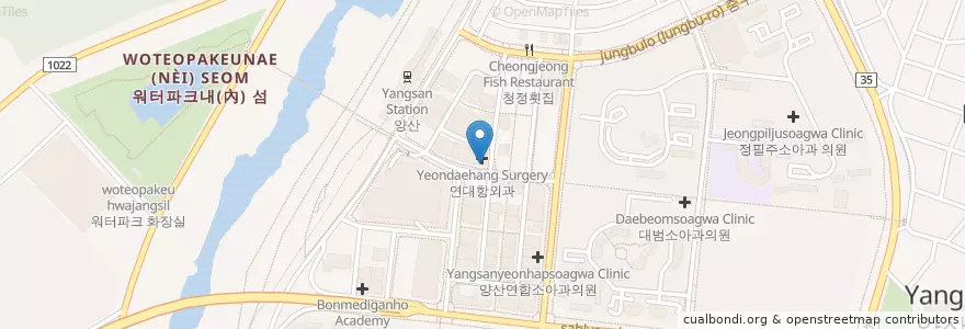 Mapa de ubicacion de 미래안과 en Güney Kore, 경상남도, 양산시.