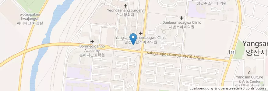 Mapa de ubicacion de 참사랑정형외과의원 en Korea Selatan, Gyeongsang Selatan, 양산시.