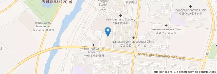 Mapa de ubicacion de 전성진피부비뇨기과의원 en 韩国/南韓, 庆尚南道, 梁山市.