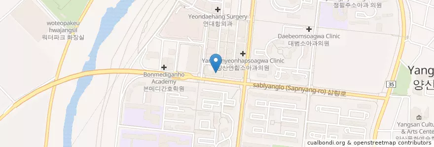Mapa de ubicacion de Dongindang Oriental Medicine Clinic en South Korea, Gyeongsangnam-Do, Yangsan-Si.