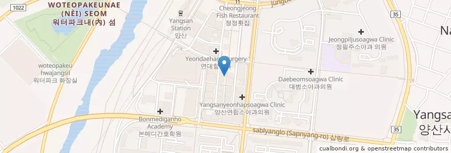 Mapa de ubicacion de 경희한의원 en Korea Selatan, Gyeongsang Selatan, 양산시.