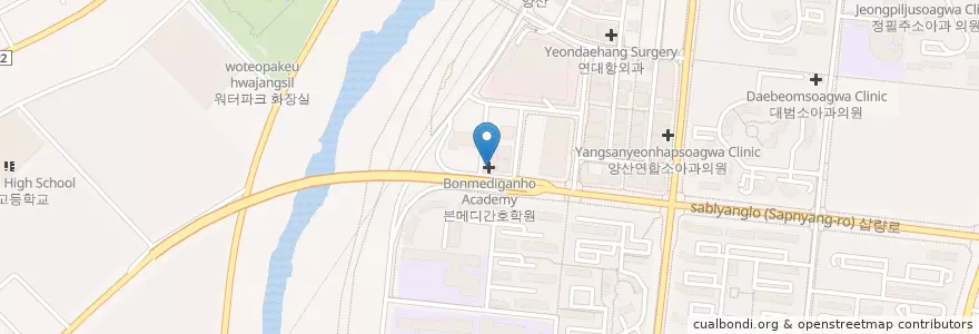 Mapa de ubicacion de 본메디간호학원 en Corée Du Sud, Gyeongsang Du Sud, 양산시.