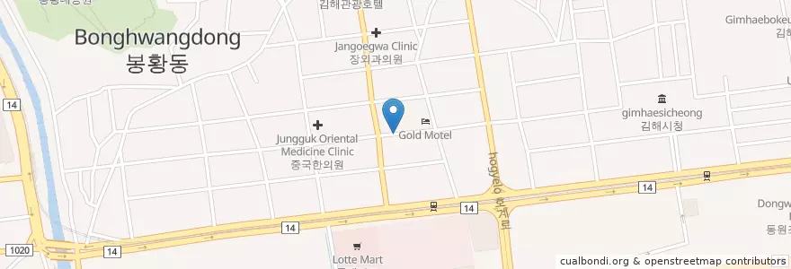 Mapa de ubicacion de 김해금강병원 en 大韓民国, 慶尚南道, 金海市.