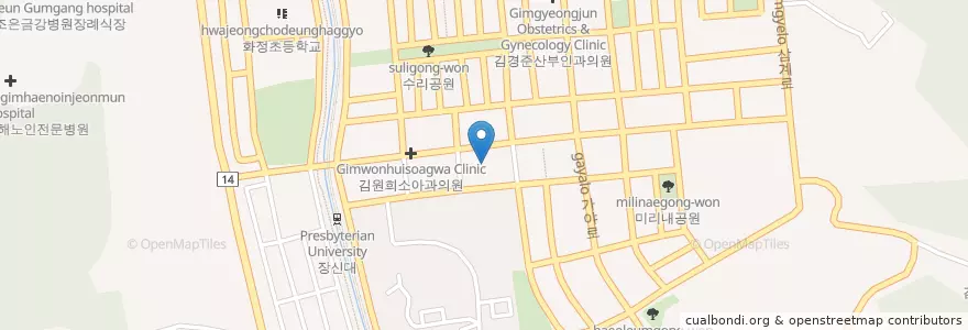 Mapa de ubicacion de 고려동물병원 en Korea Selatan, Gyeongsang Selatan, 김해시.