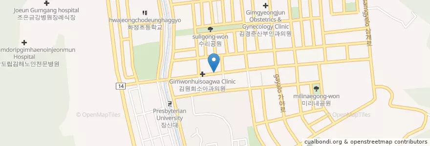 Mapa de ubicacion de 화이트치과 en Korea Selatan, Gyeongsang Selatan, 김해시.