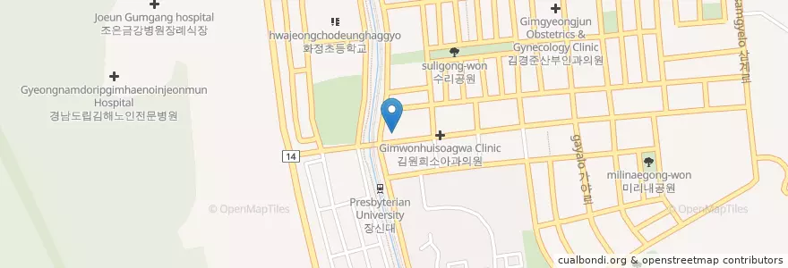Mapa de ubicacion de 아름다운치과 en Corée Du Sud, Gyeongsang Du Sud, 김해시.