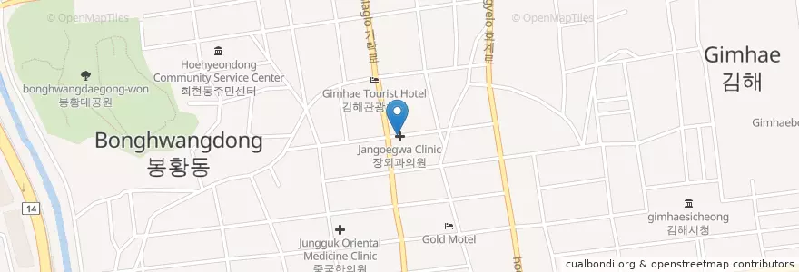 Mapa de ubicacion de 장외과의원 en Korea Selatan, Gyeongsang Selatan, 김해시.