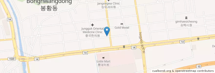 Mapa de ubicacion de 김정주정형외과 en 대한민국, 경상남도, 김해시.