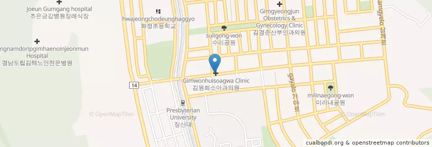 Mapa de ubicacion de Gimwonhuisoagwa Clinic en South Korea, Gyeongsangnam-Do, Gimhae-Si.