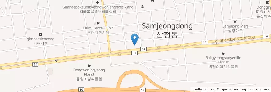 Mapa de ubicacion de 감청수신경외과의원 en 韩国/南韓, 庆尚南道, 金海市.