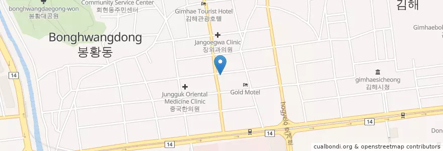 Mapa de ubicacion de 아름다운피부과의원 en 대한민국, 경상남도, 김해시.
