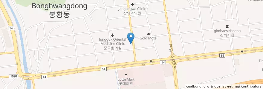Mapa de ubicacion de 노재형피부비뇨기과 en 대한민국, 경상남도, 김해시.