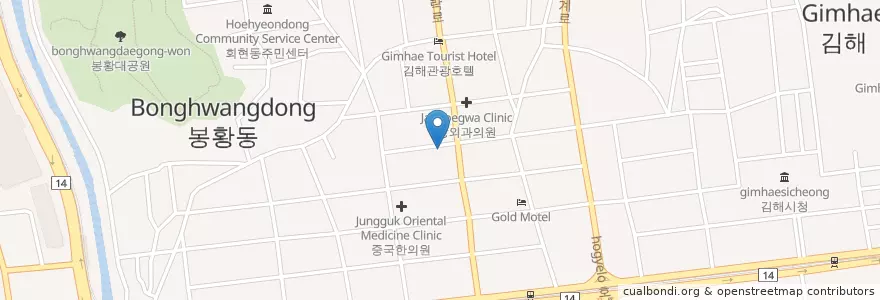 Mapa de ubicacion de 김해경로의원 en Zuid-Korea, Gyeongsangnam-Do, 김해시.