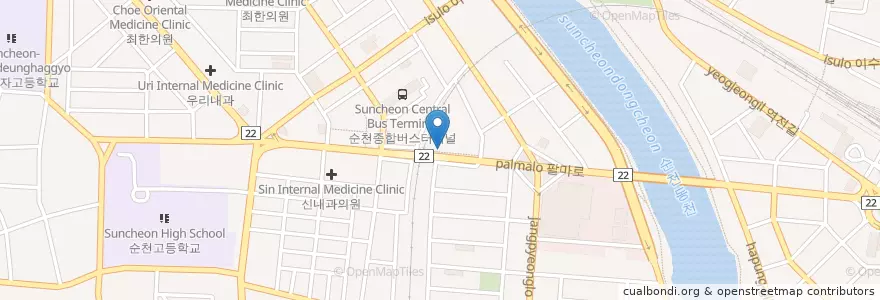 Mapa de ubicacion de 광명당한약국 en 대한민국, 전라남도, 순천시.