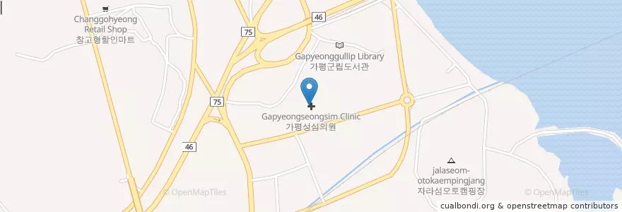 Mapa de ubicacion de 가평성심의원 en Korea Selatan, Gyeonggi, 가평군.