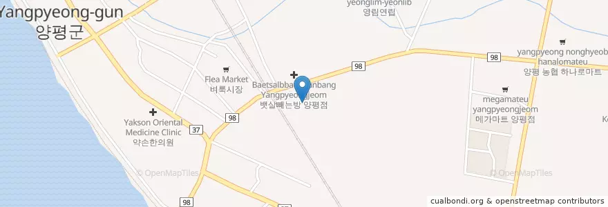 Mapa de ubicacion de 양평제일안과 en 대한민국, 경기도, 양평군.