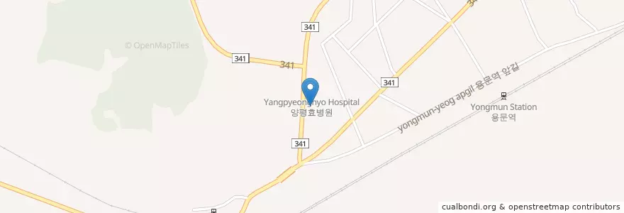 Mapa de ubicacion de 양평효병원 en 대한민국, 경기도, 양평군.