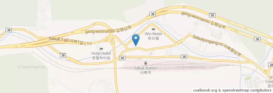 Mapa de ubicacion de 사북연세치과 en 대한민국, 강원도, 정선군.