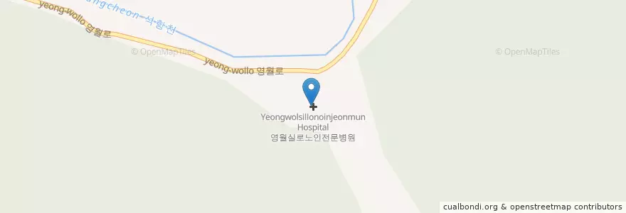 Mapa de ubicacion de 영월실로노인전문병원 en 대한민국, 강원도, 영월군.